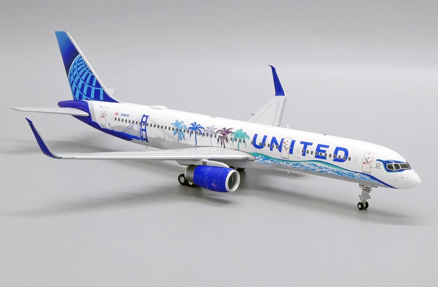United Airlines Boeing 757-200 (Her Art Here - California Livery) Reg N14106 1/200 Scale Diecast Metal Aircraft Model Jcwings LH2268 - Image 3
