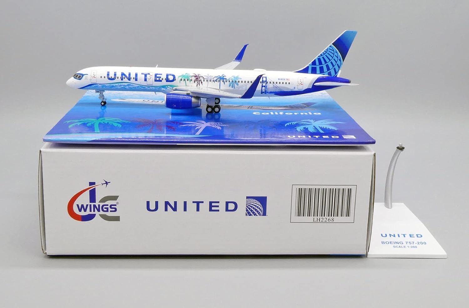 United Airlines Boeing 757-200 (Her Art Here - California Livery) Reg N14106 1/200 Scale Diecast Metal Aircraft Model Jcwings LH2268 - Image 4