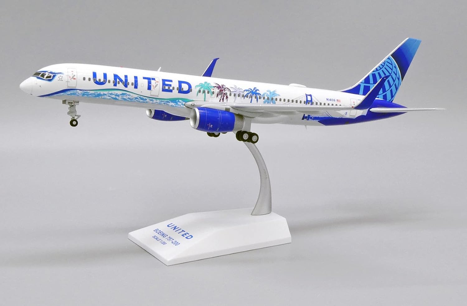 United Airlines Boeing 757-200 (Her Art Here - California Livery) Reg N14106 1/200 Scale Diecast Metal Aircraft Model Jcwings LH2268