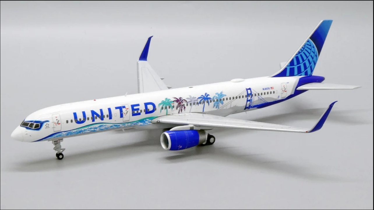 United Airlines Boeing 757-200 (Her Art Here - California Livery) Reg N14106 1/200 Scale Diecast Metal Aircraft Model Jcwings LH2268 - Image 6