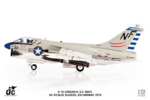 A-7E Corsair II, U.S. NAVY, Blue Blazers, 1979 Reg VA-93 Diecast Aircraft Model 1.72 Scale Jcwings JCW-72-A7-006