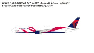 Delta Airlines (breast cancer)BCRF Boeing 767-432ER Reg N845MH 1.400 Scale Diecast Metal Aircraft Model Pandamodels 62422