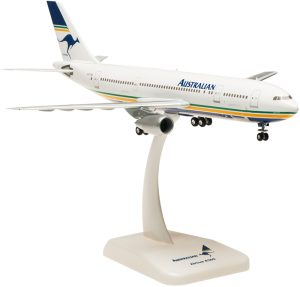 Australian Airlines Airbus A300B4 Reg VH-TAA with stand and Wheels 1/200 Scale Hard Plastic Miniature Aircraft Model Hoganwings 10000GR