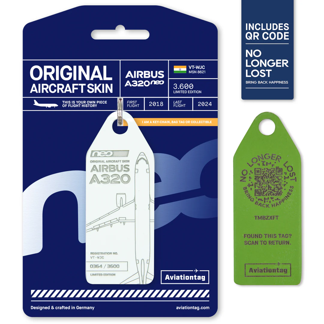 Ex Go Air Airbus A320-200 Reg VT-WJC WHITE With QRCode Color Original Aircraft Skin Aviationtag G8WTQR320 - Image 2