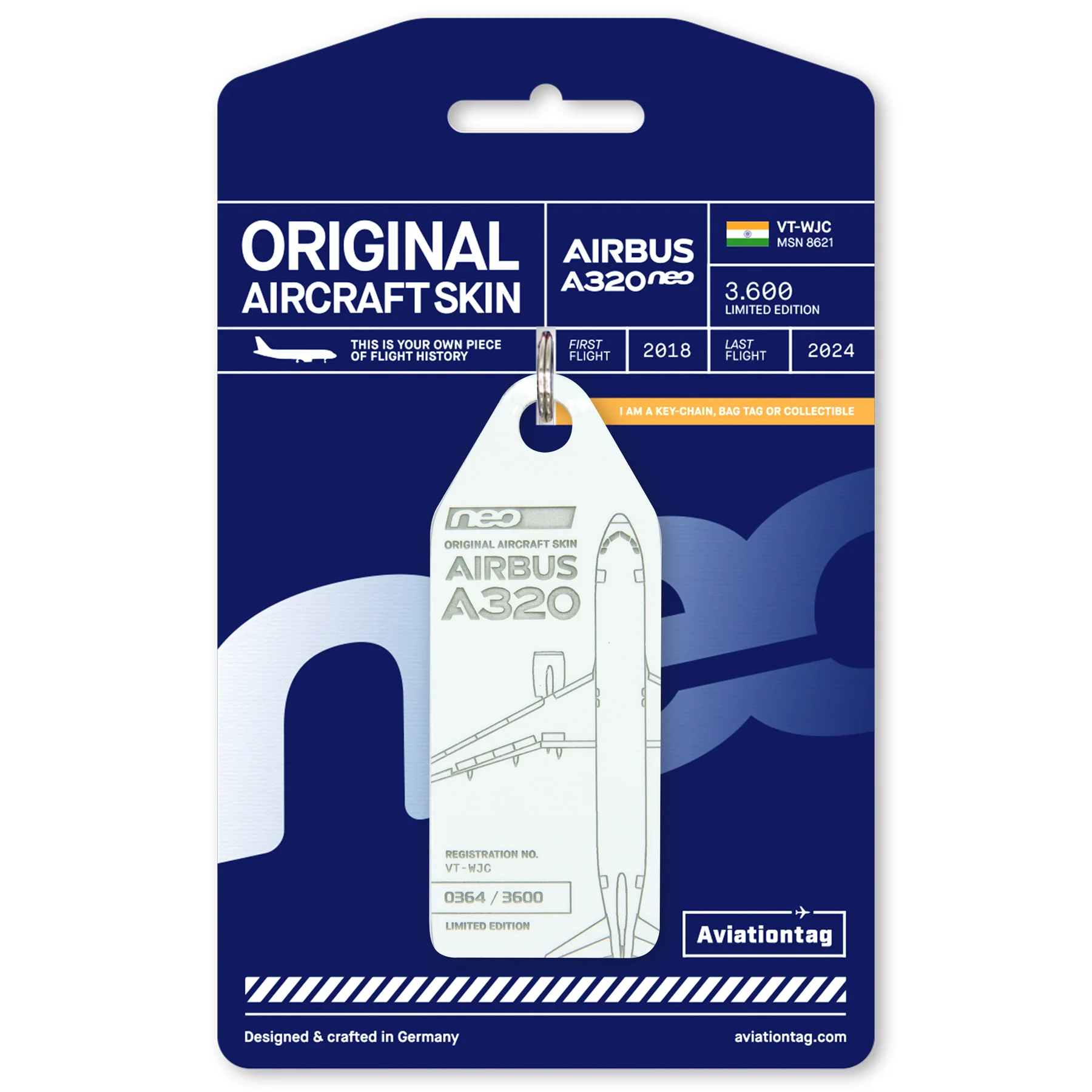 Ex Go Air Airbus A320-200 Reg VT-WJC WHITE Color Original Aircraft Skin Aviationtag AVTGG8WT320