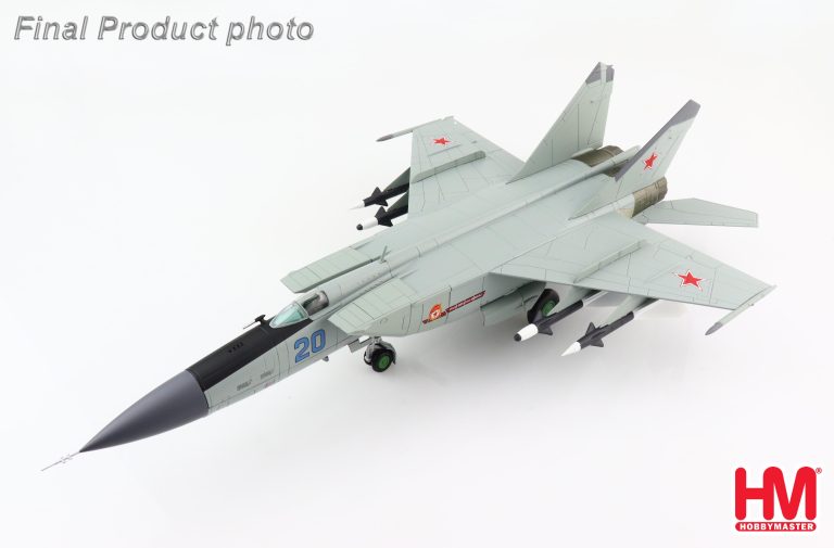MIG-25PDS Soviet Union "50th Anniversary of October" 146th GFAR, Vasilkov, 1990" Reg Blue 20 Diecast Metal Aircraft Model 1.72 Scale Hobbymaster HA5610