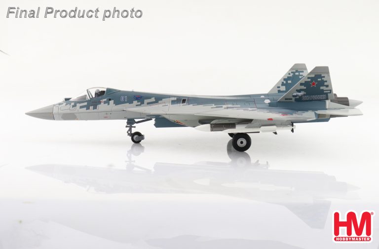 Sukhoi Su-57 Stealth Fighter Russian Air Force Reg 01 Blue, 2019 Diecast Metal Aircraft Model 1.72 Scale Hobbymaster HA6806