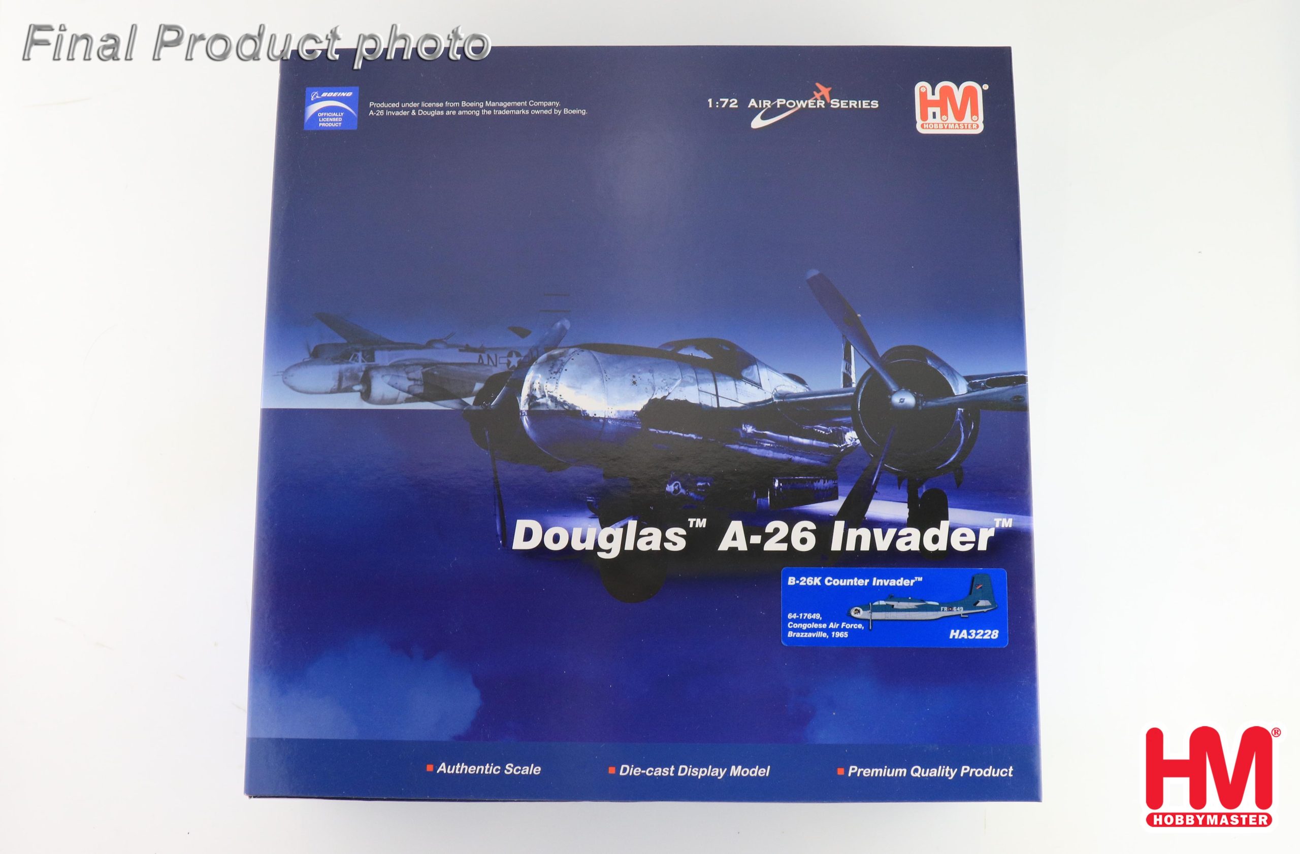 B-26K Counter Invader Congolese Air Force Brazzaville 1965 (with 4 x LAU rocket launchers) Reg 64-17649 Diecast Metal Aircraft Model 1.72 Scale Hobbymaster HA3228 - Image 9