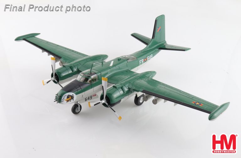 B-26K Counter Invader Congolese Air Force Brazzaville 1965 (with 4 x LAU rocket launchers) Reg 64-17649 Diecast Metal Aircraft Model 1.72 Scale Hobbymaster HA3228