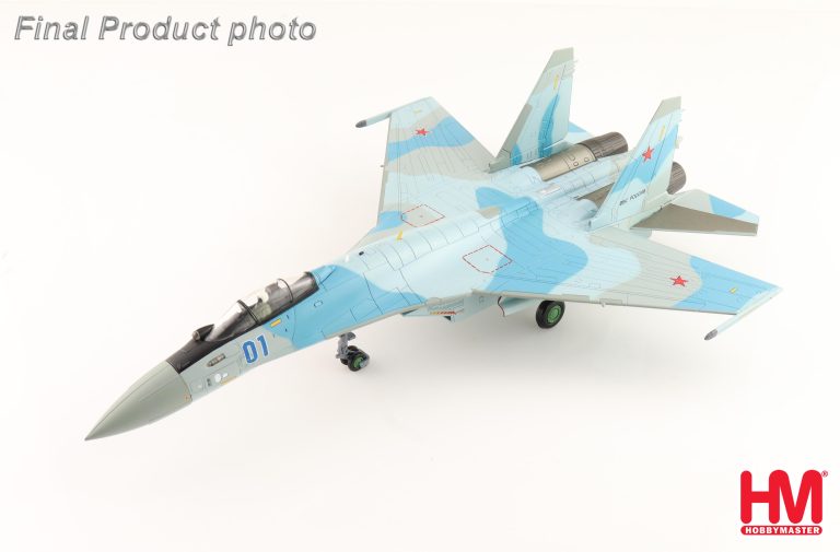 Su-35S Flanker E "Aggressors", 116th Combat Application Training Center of Fighter Aviation, VKS, Sept 2022 (no weapon version) Reg Blue 01 Diecast Aircraft Model 1.72 Scale Hobbymaster HA5713