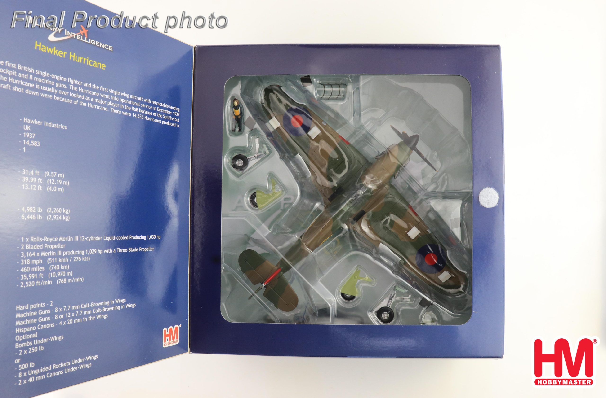 Hawker Hurricane MK Ia S/Ldr Marmaduke Thomas St. John Pattle No 33 Sqn RAF Greece March-April 1941 Reg V7419 Diecast Aircraft Model 1.48 Scale Hobbymaster HA8613 - Image 8