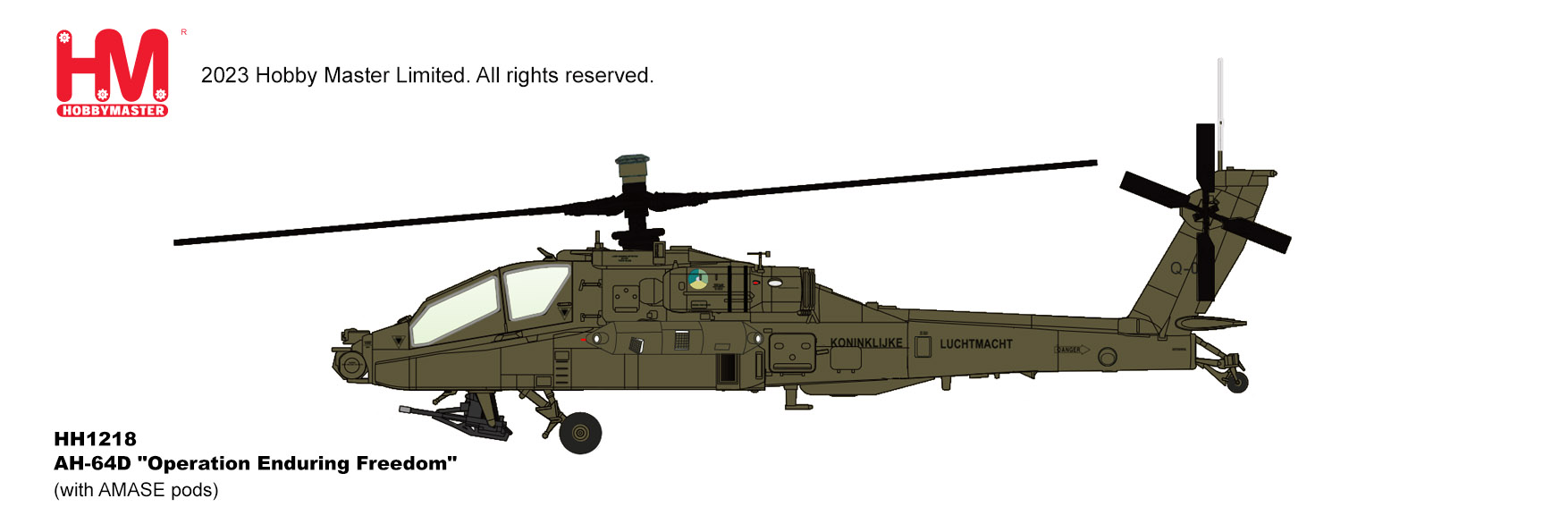 AH-64D Apache Operation Enduring Freedom RNLAF, 2000s Reg Q-05 Diecast Aircraft Model 1.72 Scale Hobbymaster HH1218 - Image 11