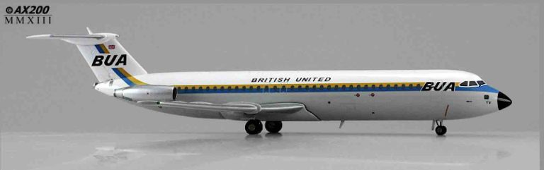 (RARE) British United BAC 111-501EX Reg G-AWYV 1/200 Scale Diecast Metal Aircraft Model Jcwings XX2512