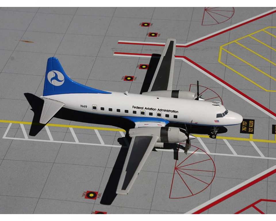 Federal Aviation Administration Convair CV-580 Reg N49 1/200 Scale Diecast Metal Aircraft Model Geminijets G2FAA253