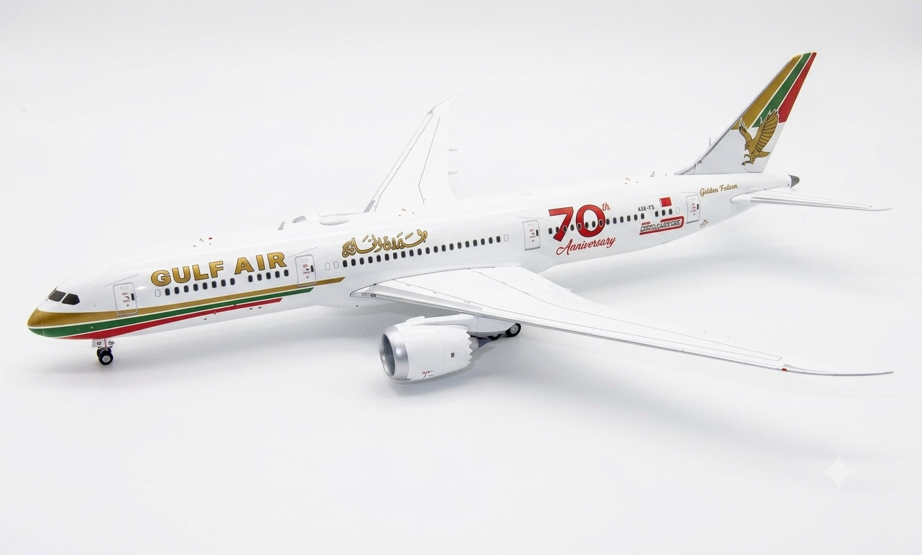 Gulf Air Boeing 787-9 Dreamliner 70th Aniversary Special Colors Reg A9C-FG with stand 1/200 Scale Diecast Metal Aircraft Model Inflight200 IF789GF50 - Image 3