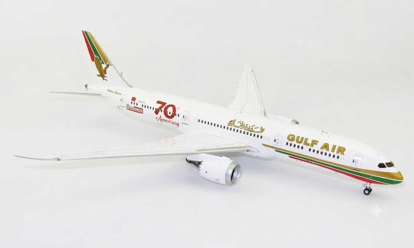 Gulf Air Boeing 787-9 Dreamliner 70th Aniversary Special Colors Reg A9C-FG with stand 1/200 Scale Diecast Metal Aircraft Model Inflight200 IF789GF50 - Image 6
