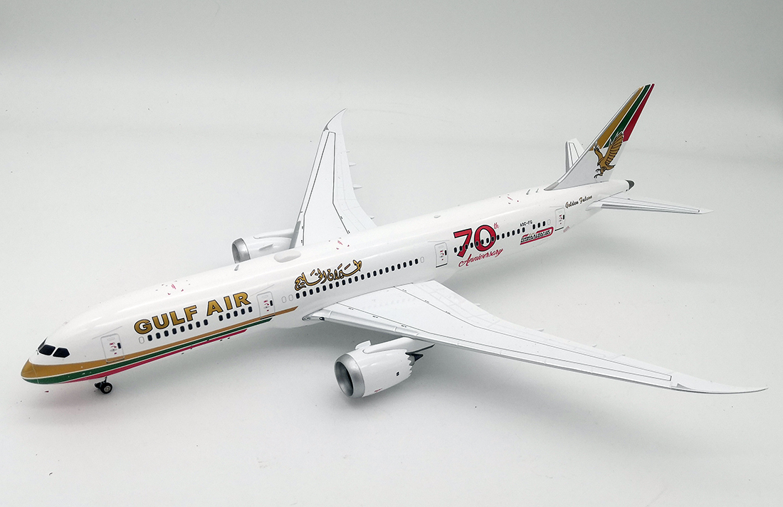 Gulf Air Boeing 787-9 Dreamliner 70th Aniversary Special Colors Reg A9C-FG with stand 1/200 Scale Diecast Metal Aircraft Model Inflight200 IF789GF50 - Image 8