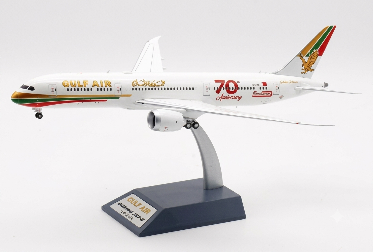 Gulf Air Boeing 787-9 Dreamliner 70th Aniversary Special Colors Reg A9C-FG with stand 1/200 Scale Diecast Metal Aircraft Model Inflight200 IF789GF50 - Image 7