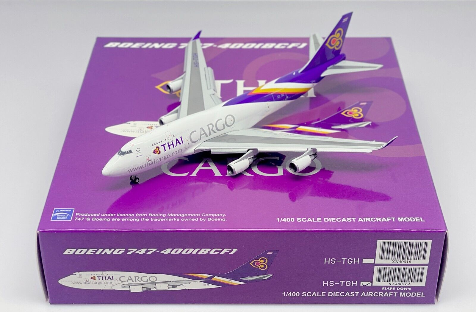 Thai Airways Boeing 747-400 Cargo "Flaps Down Version" Reg HS-TGH 1/400 Scale Diecast Aircraft Model Jcwings XX40016A - Image 9
