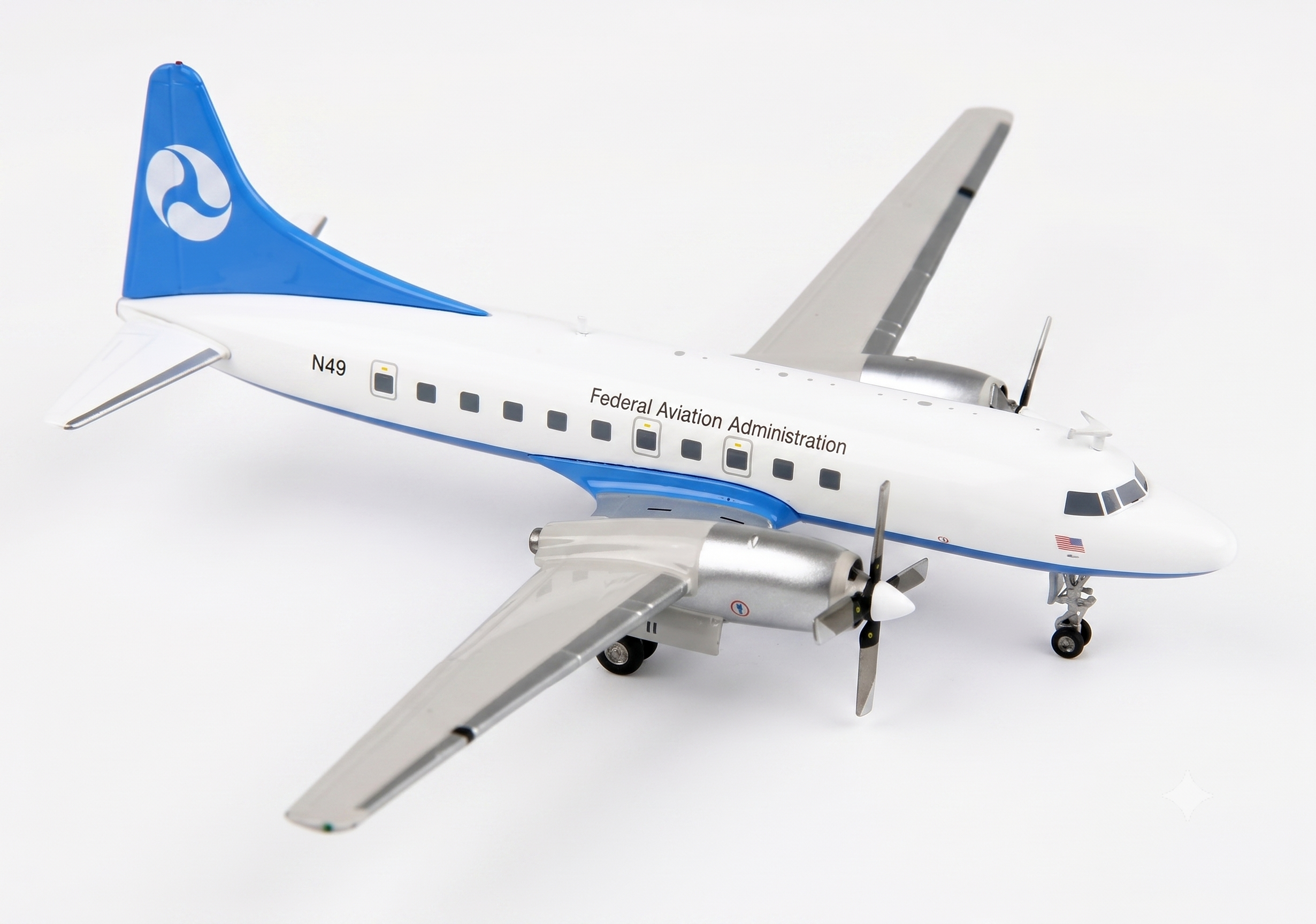 Federal Aviation Administration Convair CV-580 Reg N49 1/200 Scale Diecast Metal Aircraft Model Geminijets G2FAA253 - Image 2